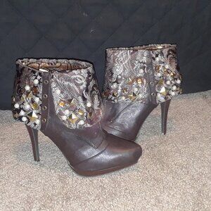DOLLHOUSE SATIN RHINESTONE BOOTIES
